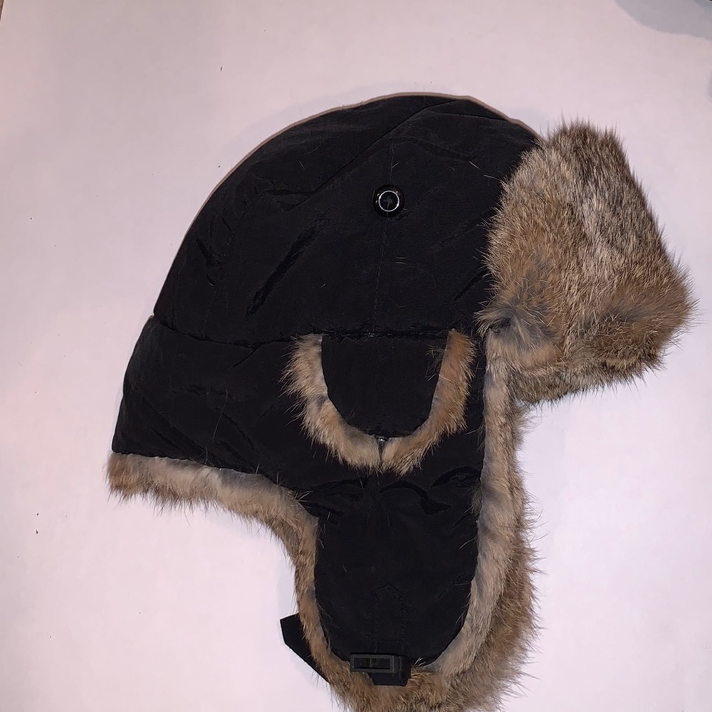 Hatterdashers Genuine Rabbit Fur Bomber Hat black size L